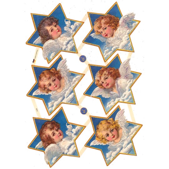 Angels on Clouds Star Scraps with Glitter ~ Germany
